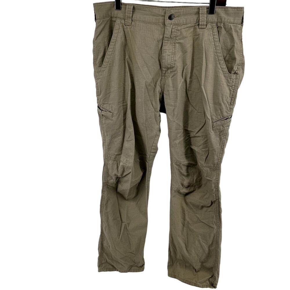 Dickies Straight Leg Cargo Pants Ripstop Mid Rise Zip 100% Cotton Khaki 34x34